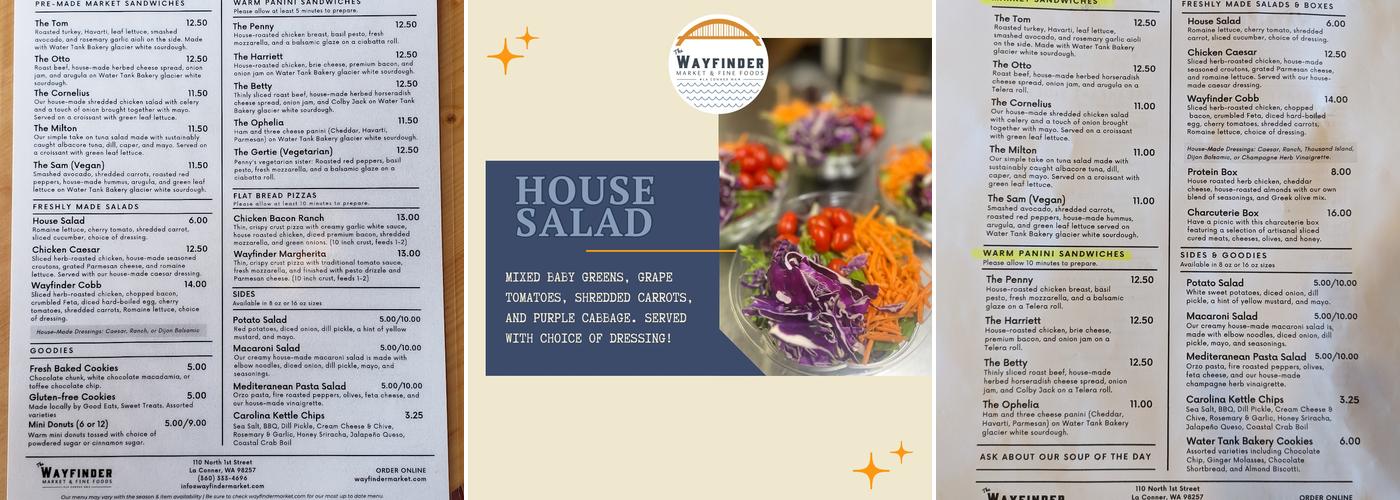The Wayfinder Cafe Menu