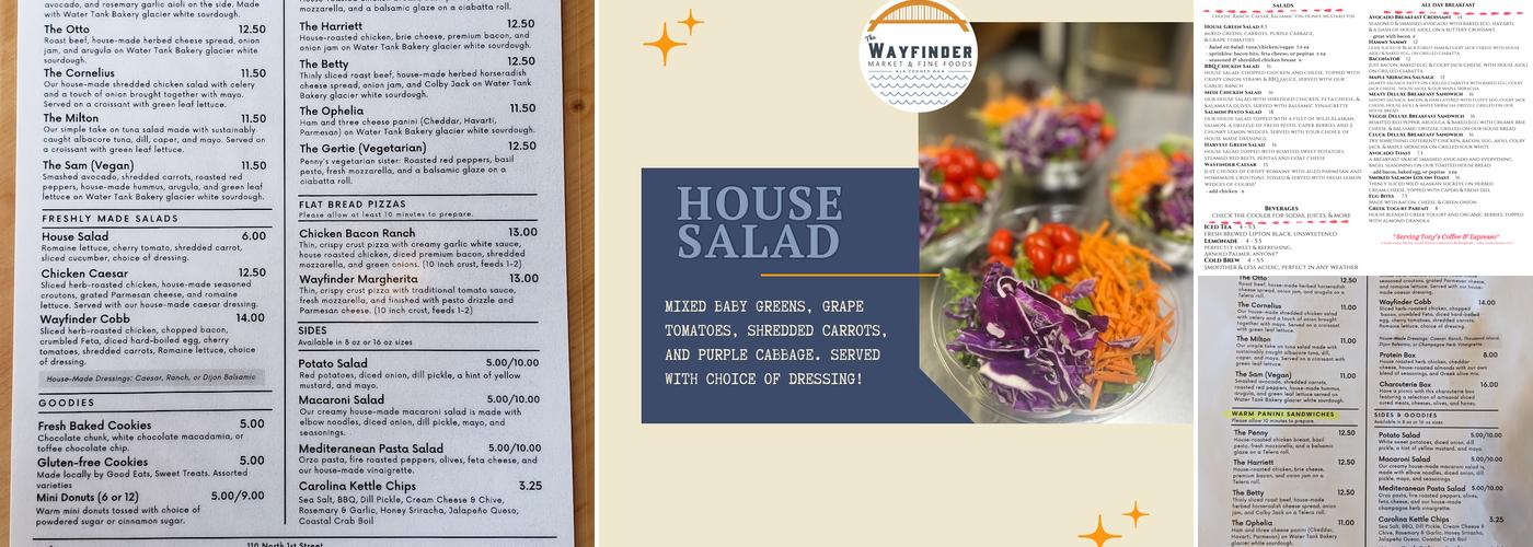 The Wayfinder Cafe Menu