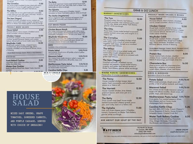 The Wayfinder Cafe Menu