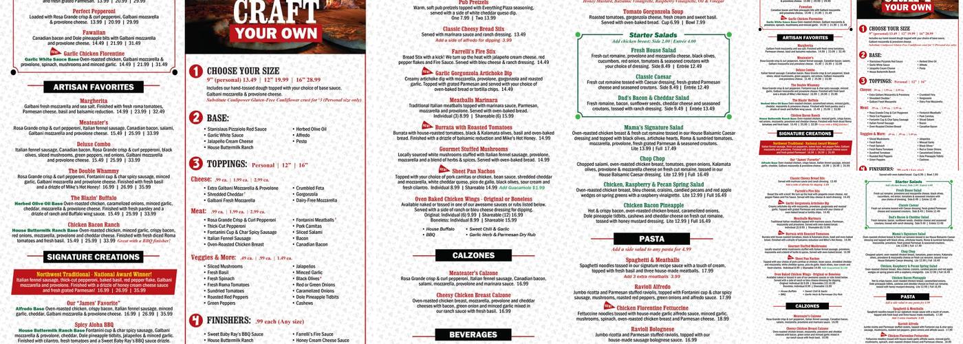 Farrelli's Pizza Menu