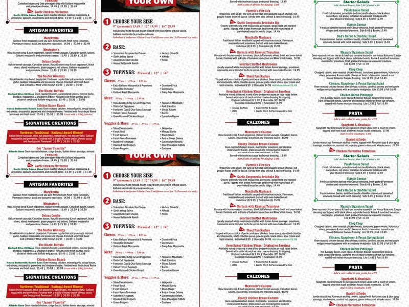 Farrelli's Pizza Menu