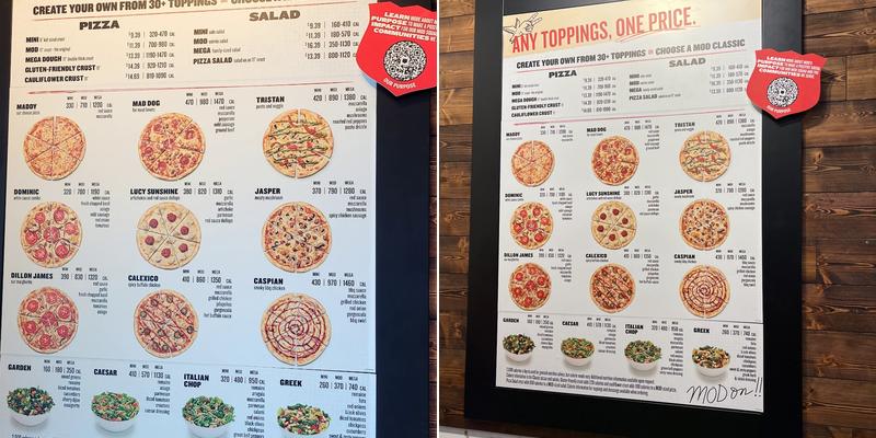 MOD Pizza Menu