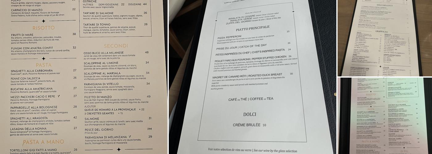 Bellucci Italia Menu