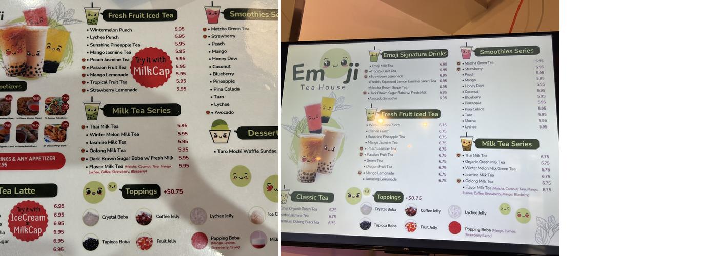 Emoji Tea House Menu