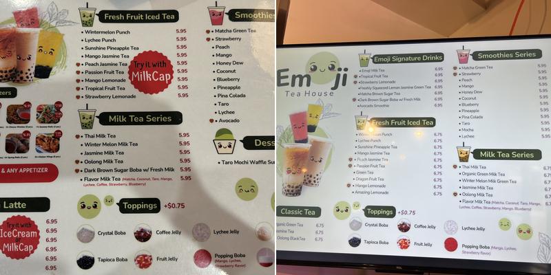 Emoji Tea House Menu