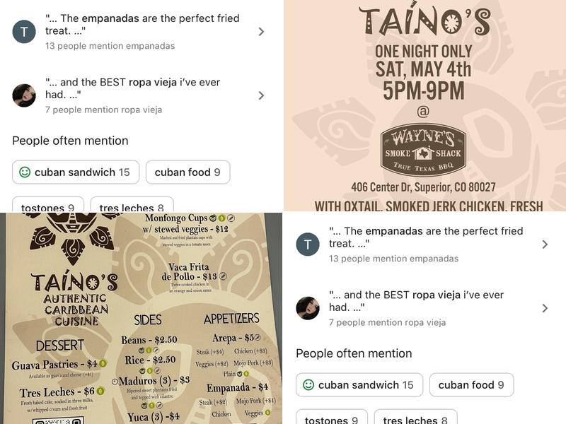 Taino's Caribbean Cuisine Menu