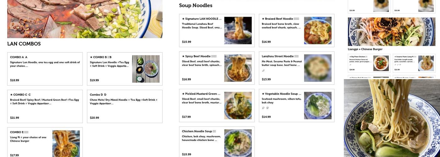 LAN NOODLE Menu