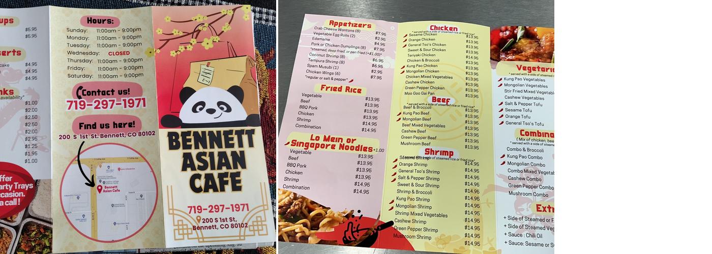 Bennett Asian Cafe Menu