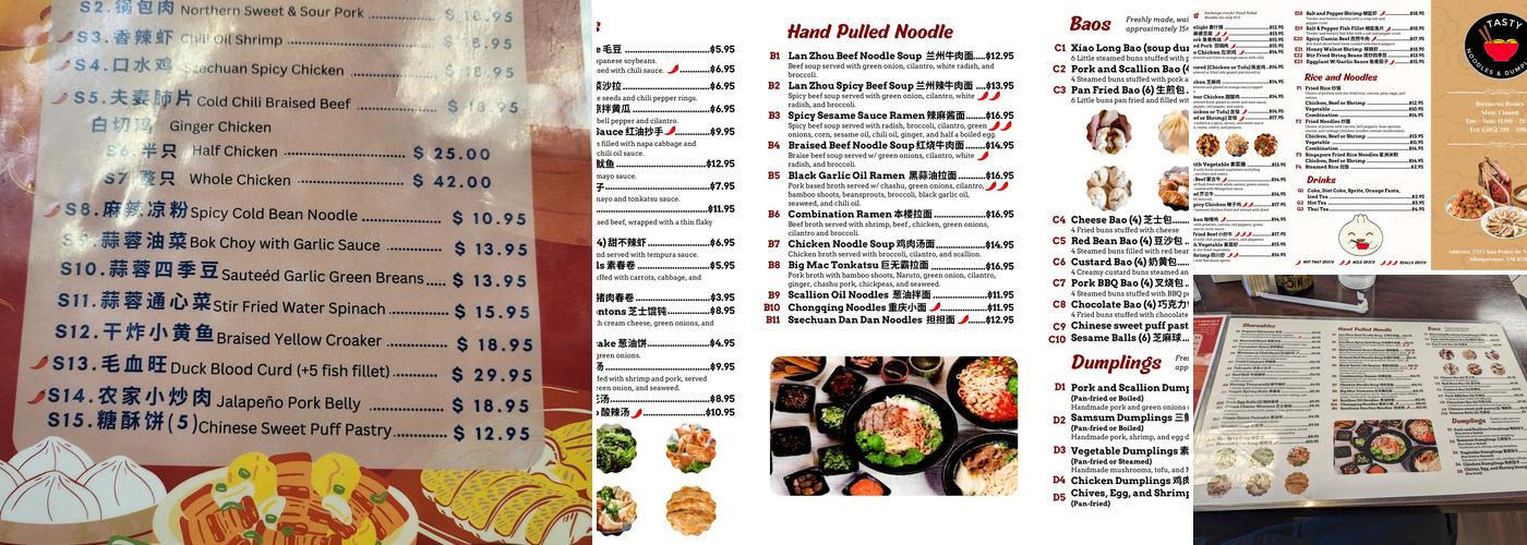 Tasty Noodles & Dumplings Menu