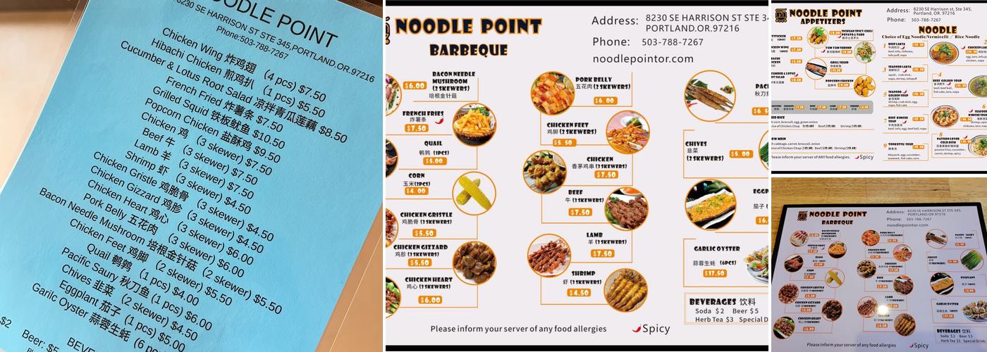 Noodle Point Menu