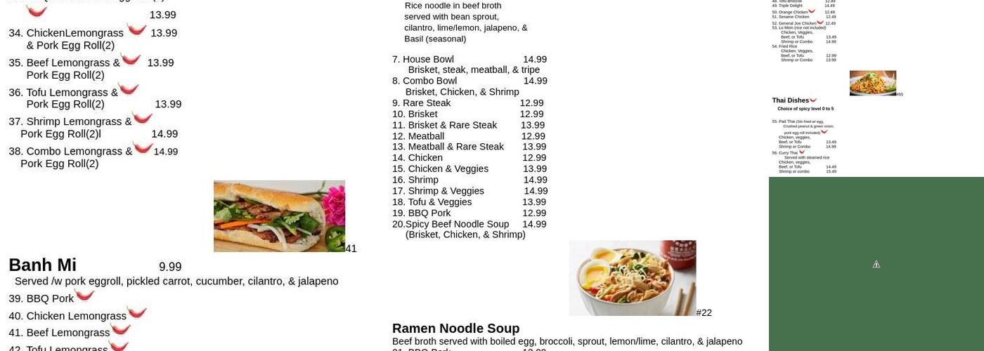 Pho Fresh Menu