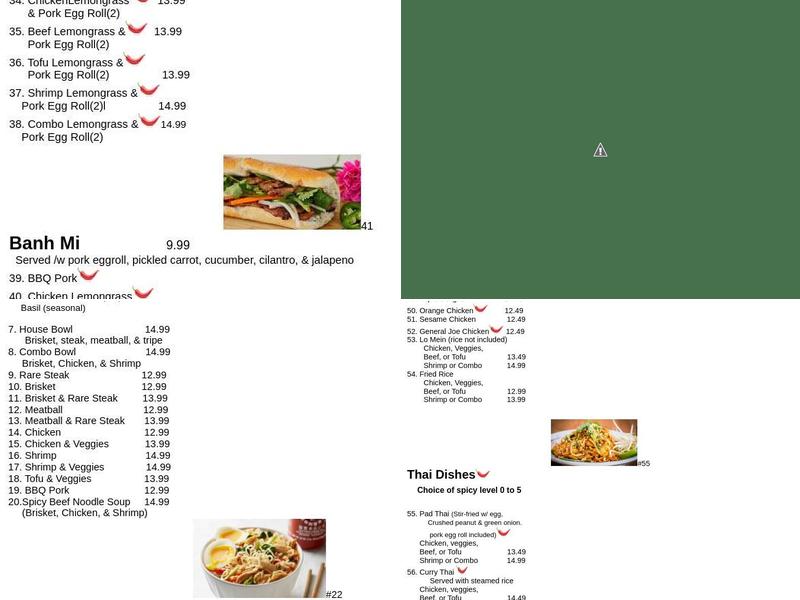 Pho Fresh Menu