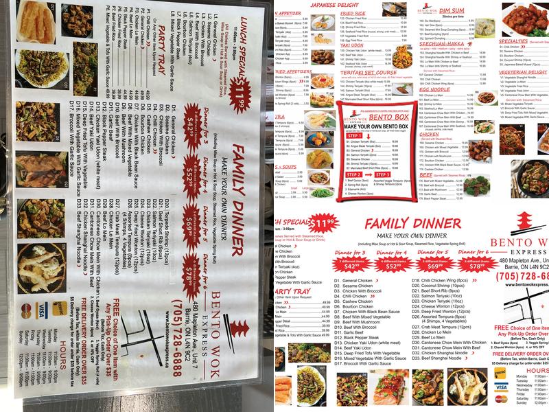 Bento Wok Express Menu