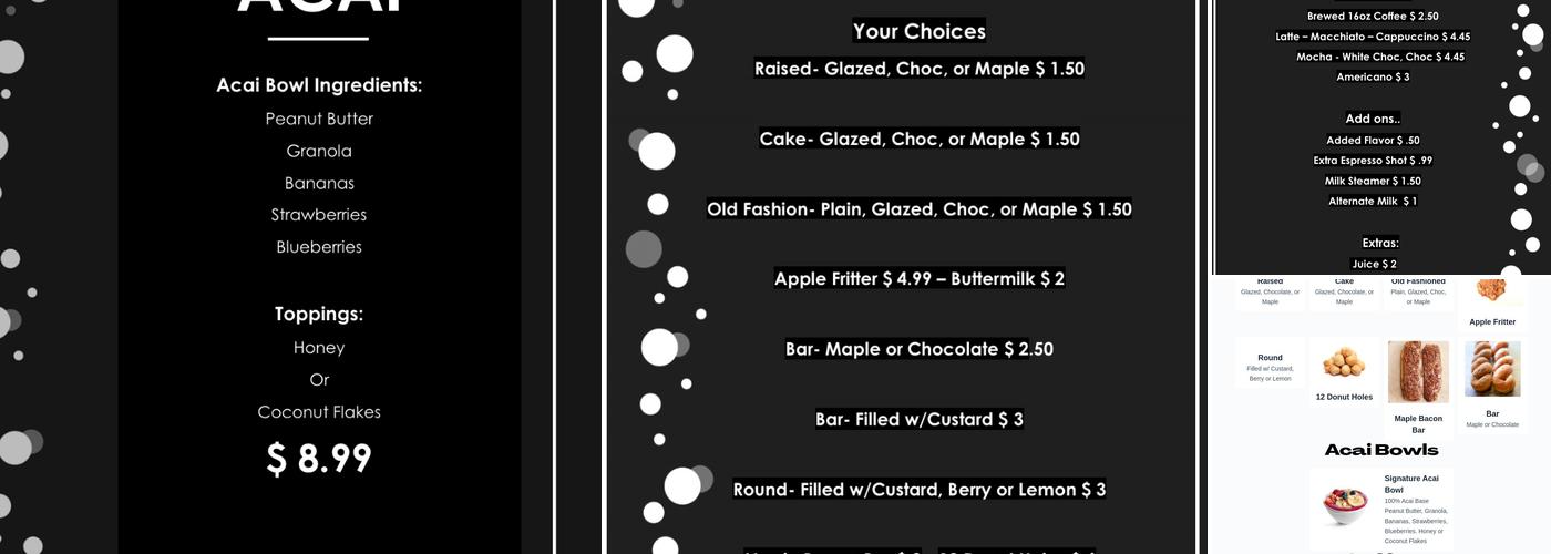Manna’s Donuts Menu