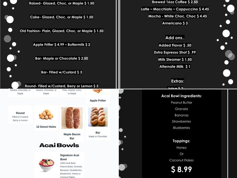 Manna’s Donuts Menu