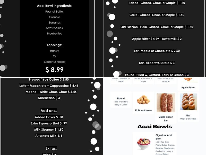 Manna’s Donuts Menu