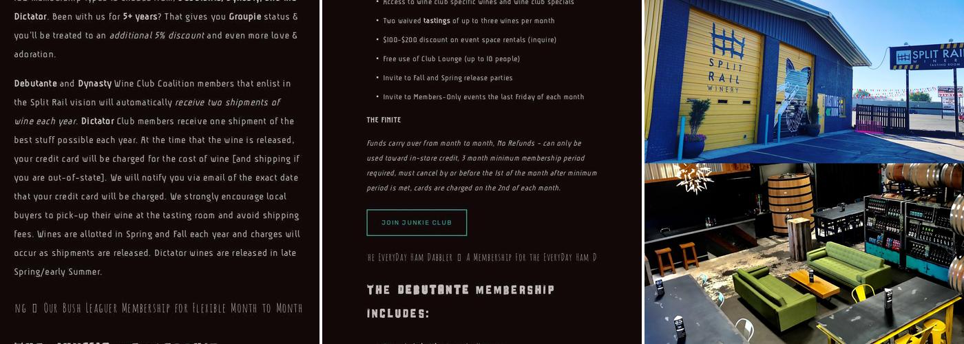 Split Rail Winery Menu