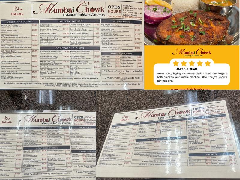 Mumbai Chowk Fremont Menu