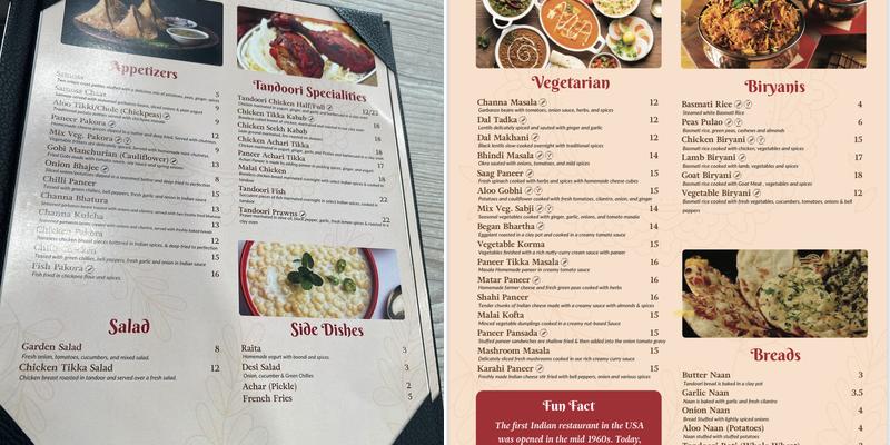 TADKA INDIAN CUISINE Menu