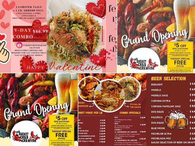 The Bucket Crab and Crawfish Menu