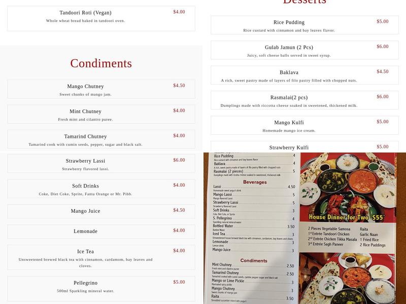 Mirchi Indian Cuisine Menu