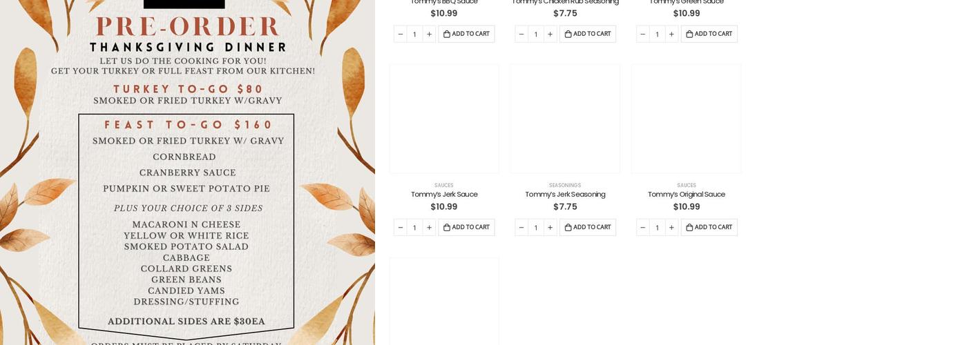 Tommy’s Kitchen Menu