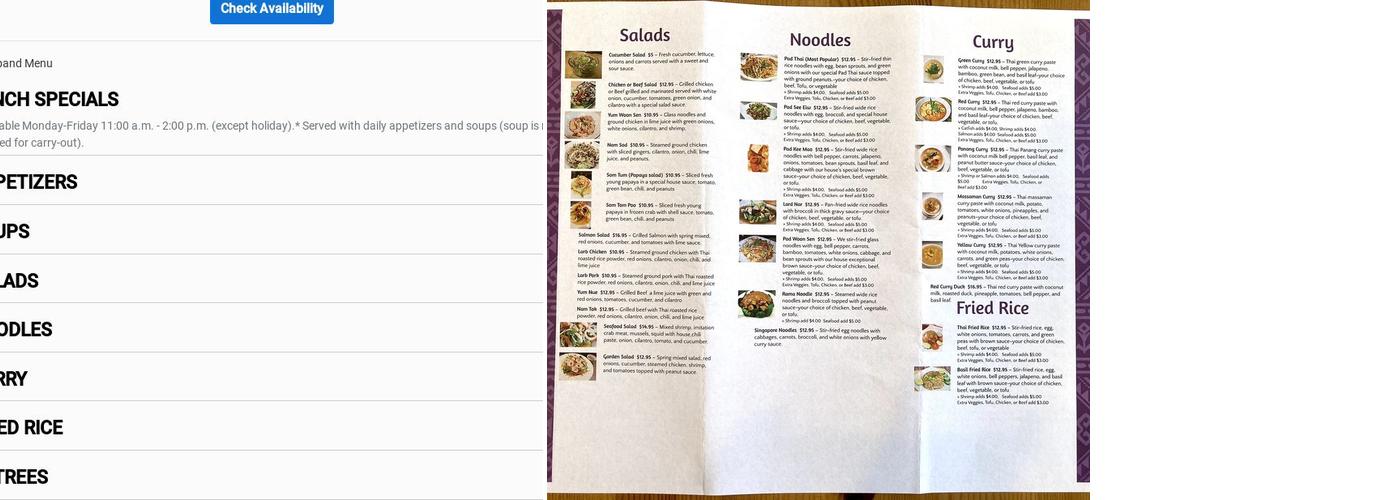 Chef Of Siam Thai Restaurant Menu