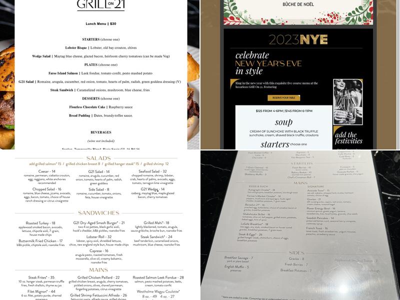 Grill on 21 Menu