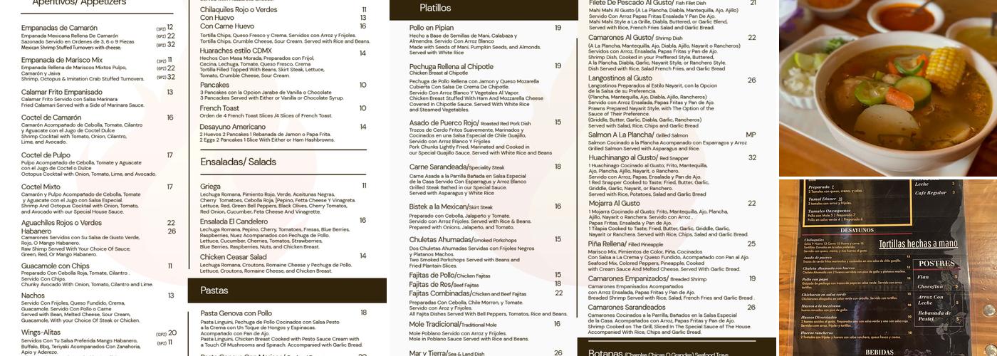 El candelero Menu