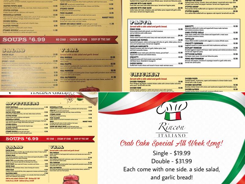 Rincon Italian Grill Menu
