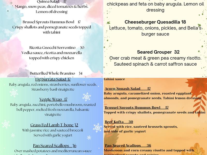 Bella's Kitchen Menu