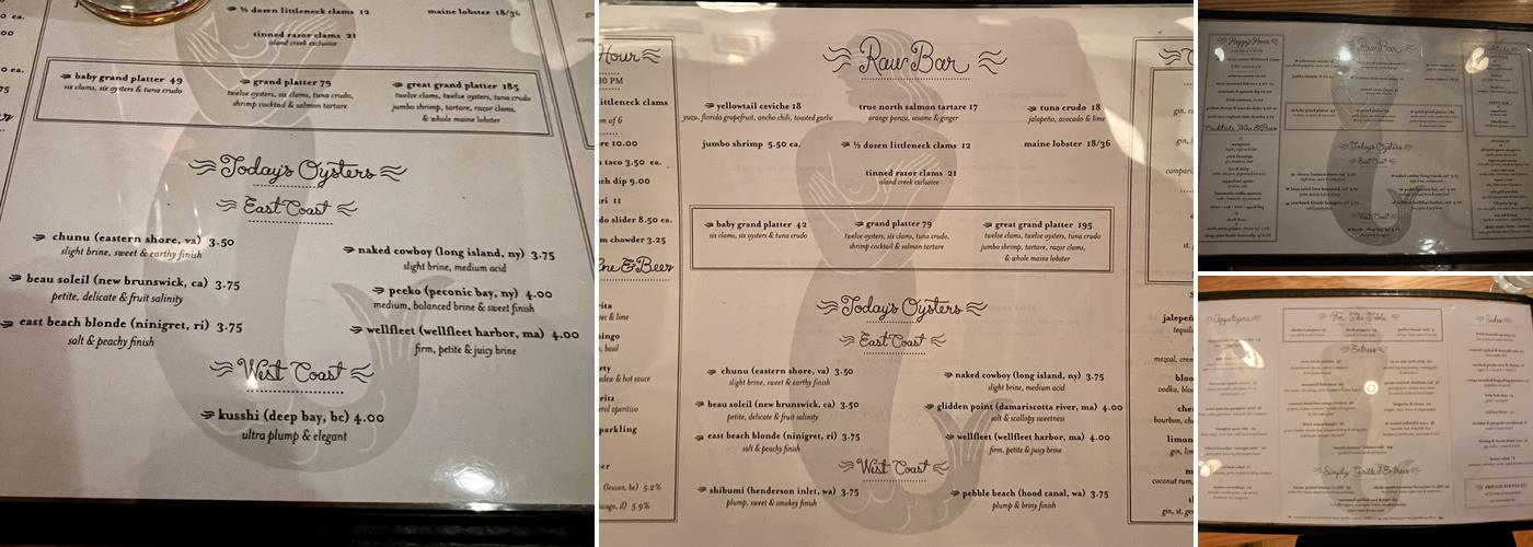 Mermaid Oyster Bar Times Square Menu