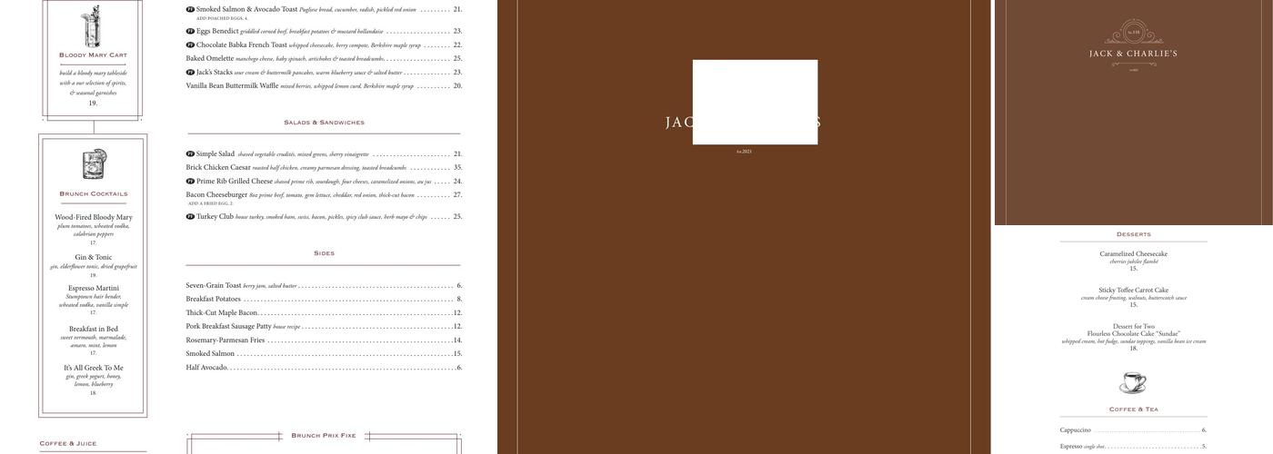 Jack & Charlie’s No. 118 Menu