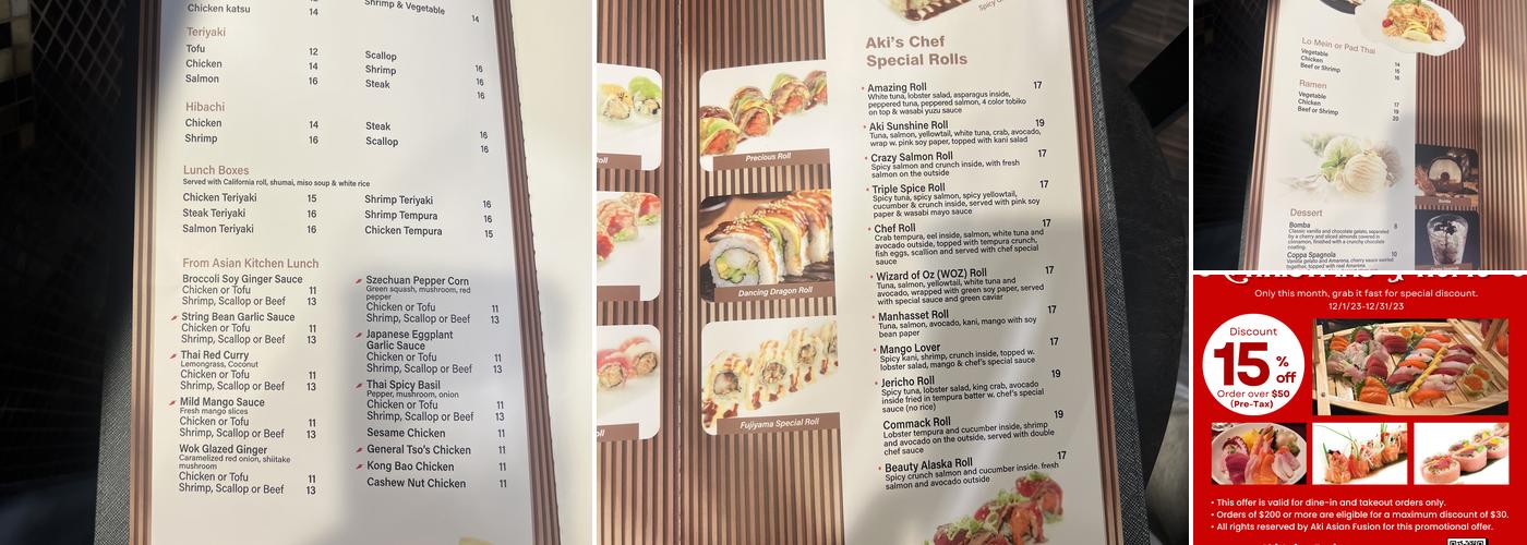 Aki Asian Fusion Menu