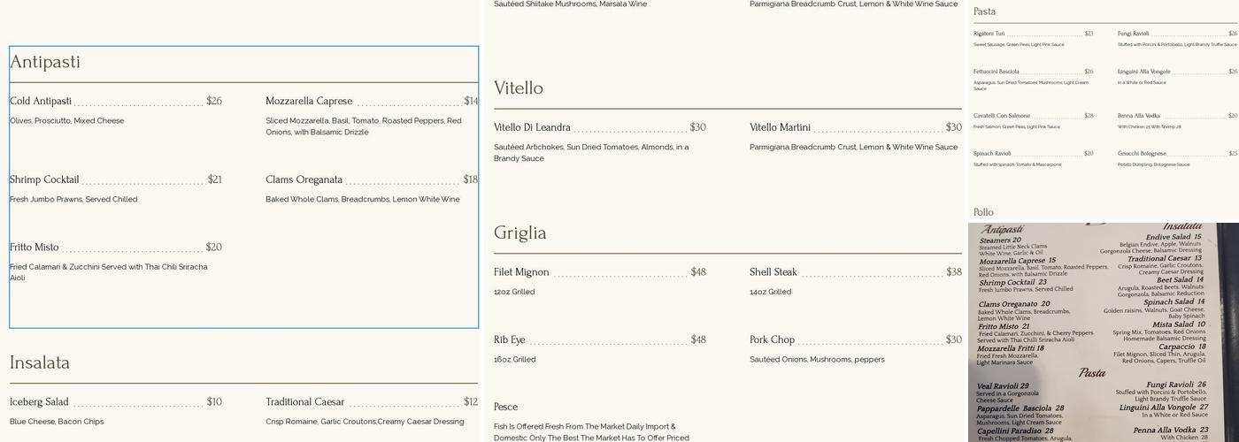 Ciao Bella New Paltz Menu