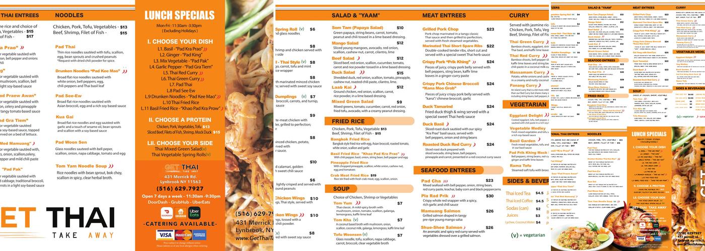 Get Thai Takeaway Menu