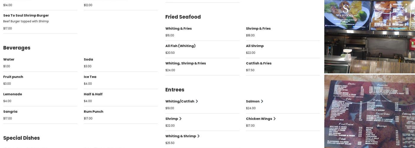 Sea To Soul Harlem Menu