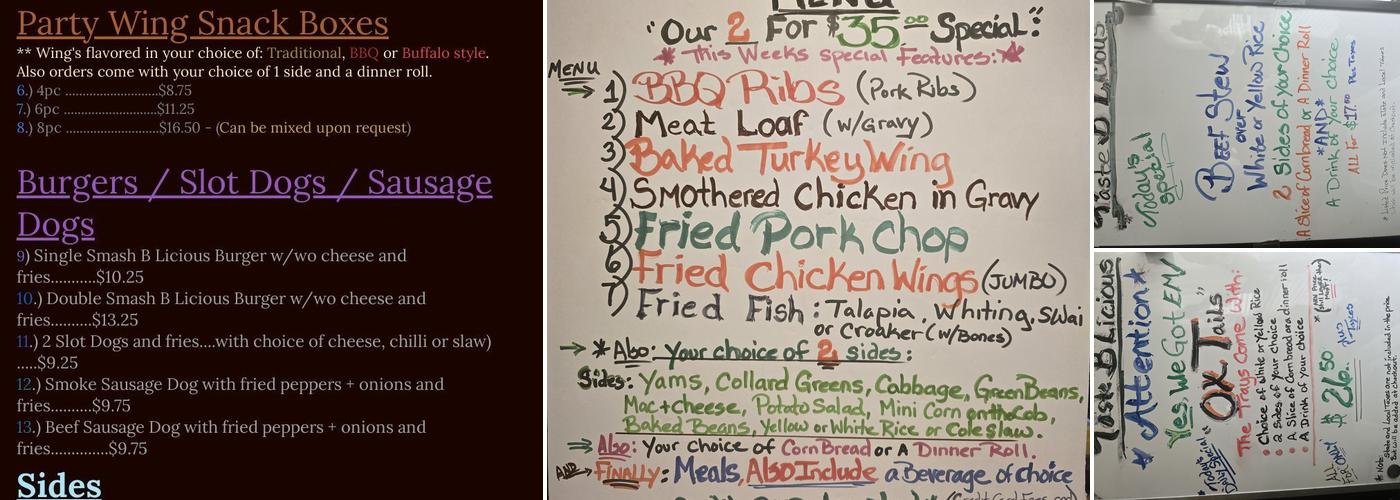 Taste B Licious Menu