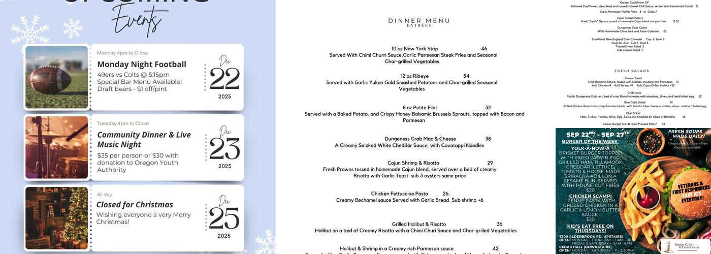 Bunker Grille Menu