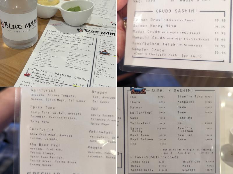 Blue Maki by The Blue Fish Menu