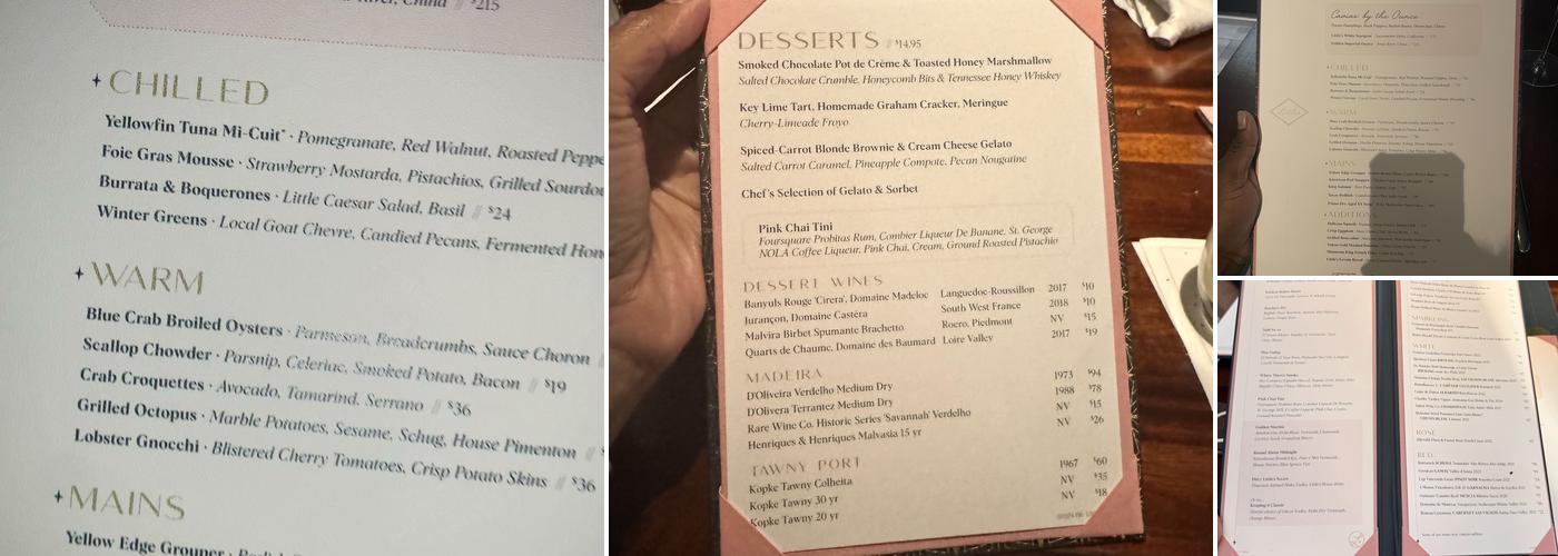 Little’s Oyster Bar Menu