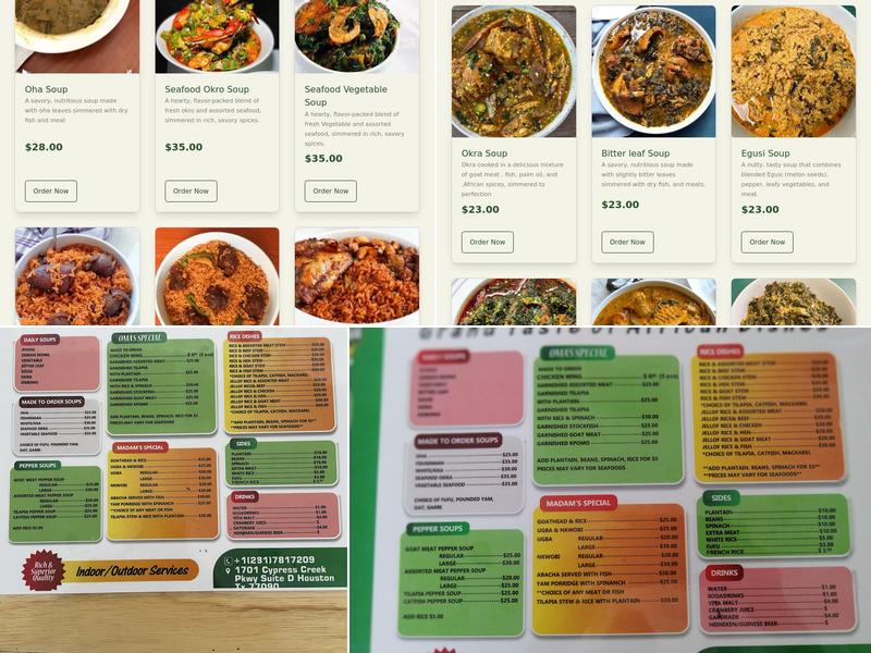 Omalicha Kitchen Menu