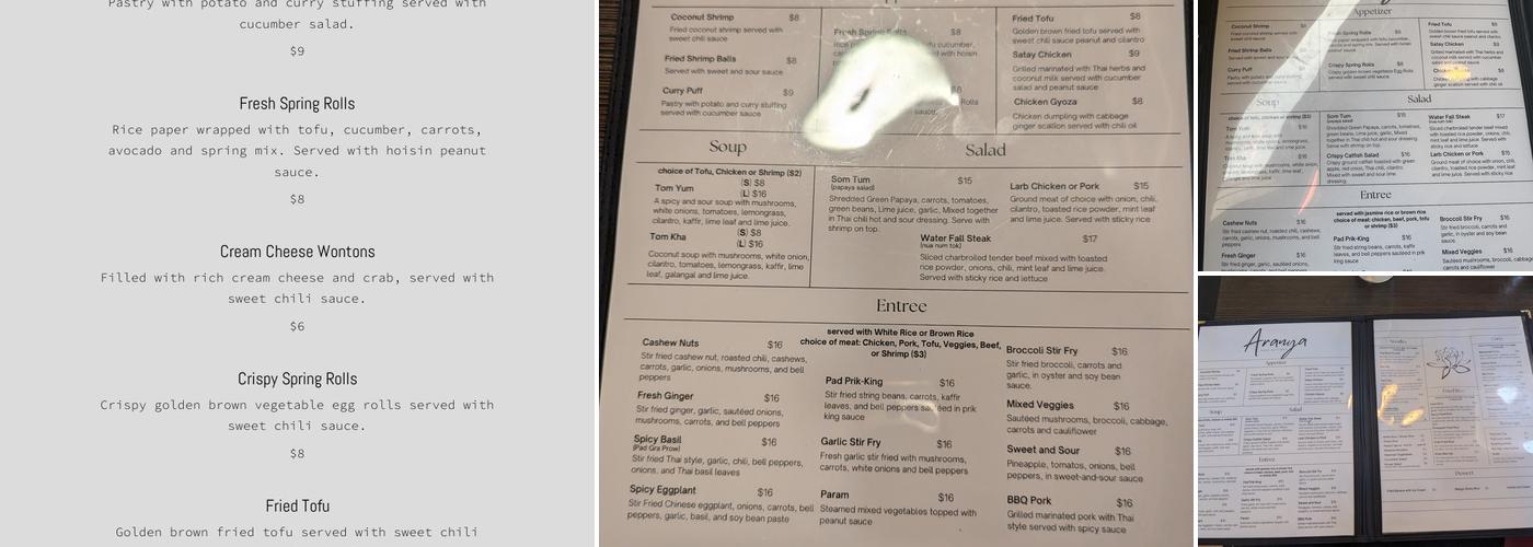 Aranya Thai Kitchen Menu