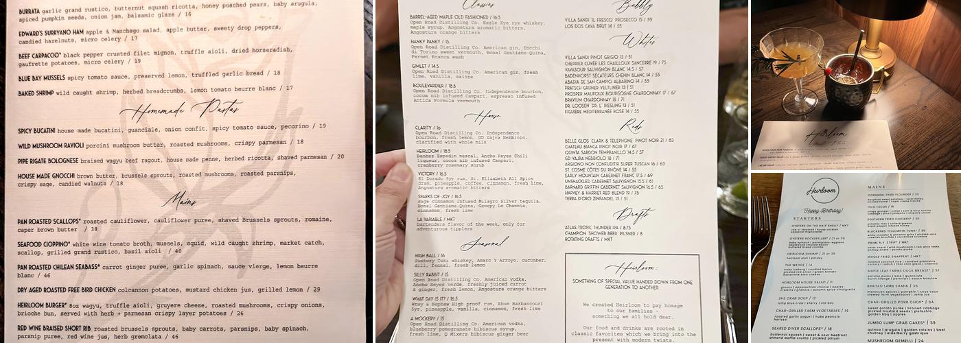 Heirloom Menu