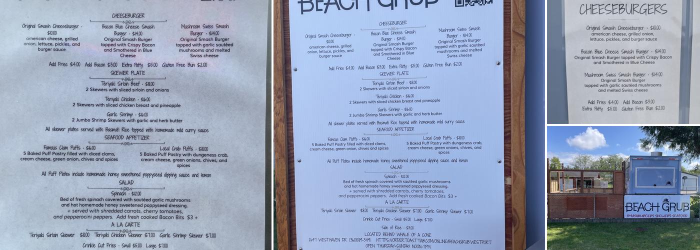 Beach Grub Menu