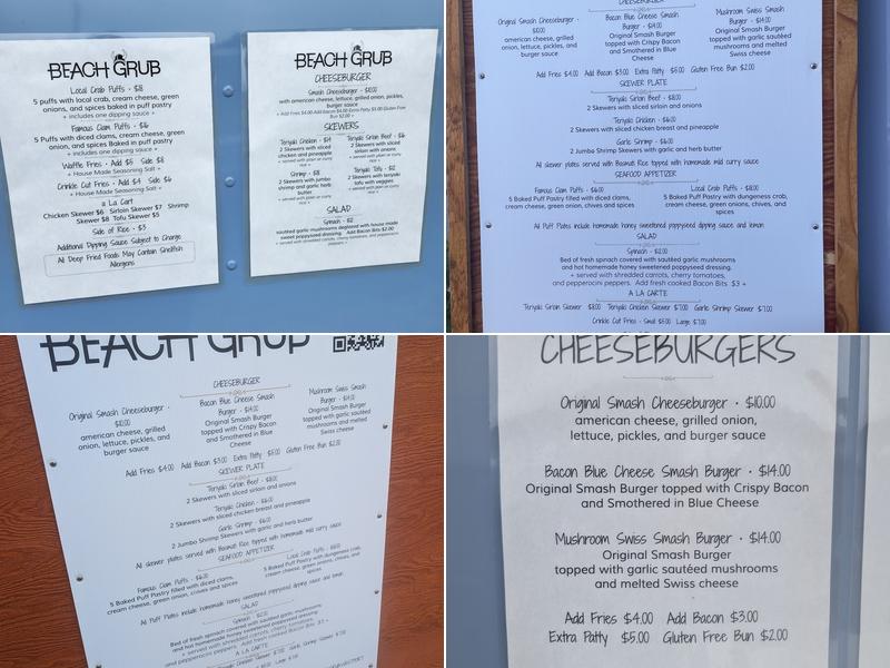 Beach Grub Menu