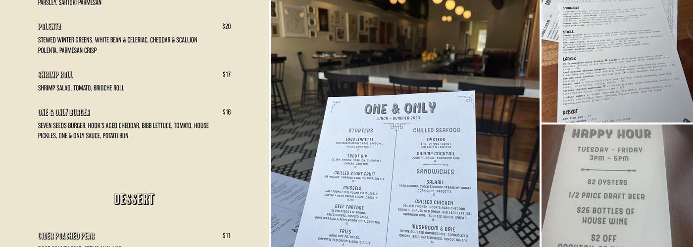 One & Only Menu