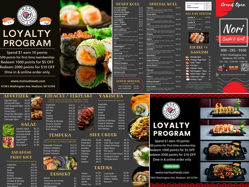 Nori Sushi and Grill Menu