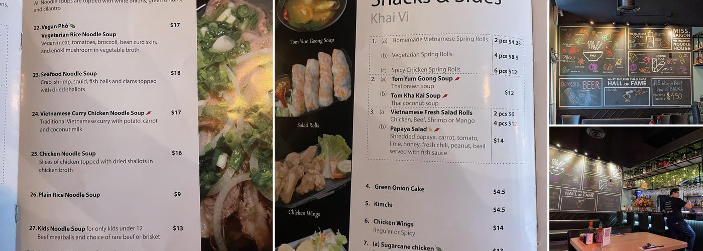 Miss Saigon Vietnamese Noodle House Windermere Menu
