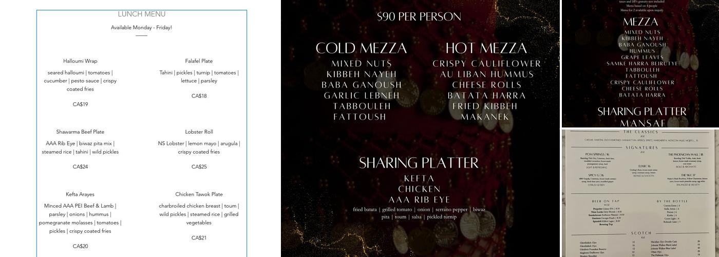Au Liban Menu